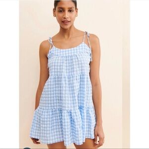 MINKPINK Blue and White Gingham Mini Dress